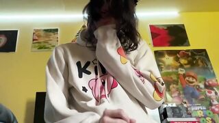 Femboy drools on daddy’s precum while moaning in cute pajamas