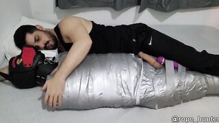 Mummified slave doggo used raw forced wanking in bondage