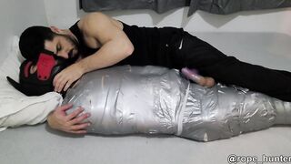 Mummified slave doggo used raw forced wanking in bondage