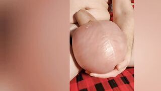 3L saline loaded gay balls forced cock stretching