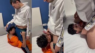 Hot daddy stretching tight latino twink with his monster cock