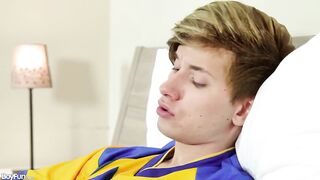 Twink Soccer Player Jerks His Hard Uncut Cock Alone
