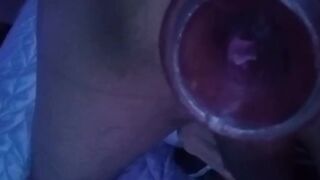 Cute femboy gushes after filling dildo with golden shower then wrecking himself raw