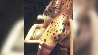 Furry fox chokes on two futanari loads till his throat is flooded