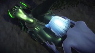 Dragon and Tanuki Stretch Park Threesome Creampie Fursuit Furry