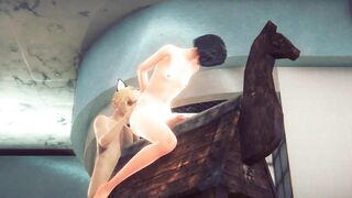 Femboy twink gets destroyed in rough gay threesome creampie