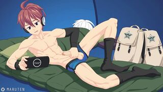 Seto’s redhead tent camping wank destroys socks and underwear