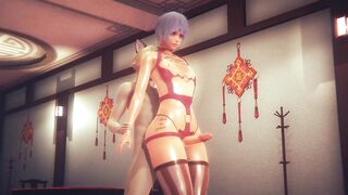 Blue haired femboy destroyed in rough restaurant anal