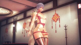 Blue haired femboy destroyed in rough restaurant anal