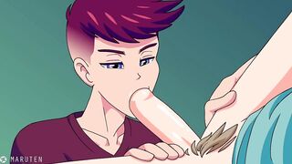 My straight roommate gets his uncut big cock ruined by my sloppy tongue