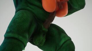 Furry green alien ravages nerd with his monster cock