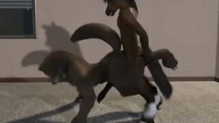 Fox & Horse gangbanged by giant cocks brutal hardcore sex