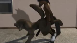Fox & Horse gangbanged by giant cocks brutal hardcore sex