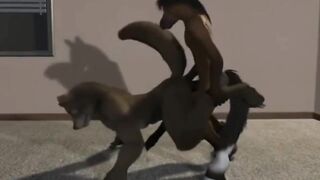 Fox & Horse gangbanged by giant cocks brutal hardcore sex