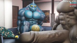 Dino and Shark Muscle Growth Makes Him A Huge Gay Cock Daddy