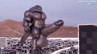 Giant dinosaur grows massive meaty cock in gay animation
