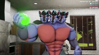 Cerberus Muscle and Hyper Magic Rock Growth Animated Choked Daddy