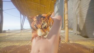 Gay tiger chokes twink with throbbing cock raw POV