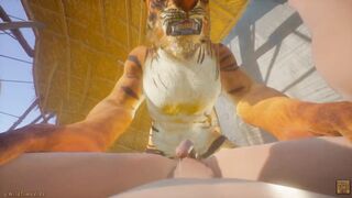 Gay tiger chokes twink with throbbing cock raw POV