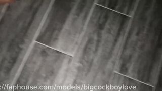 Big cock choked on balcony while daddy creampie slurped cum down throat