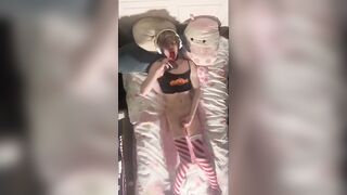 Femboy’s tight hole stuffed with big dildo then creampie ruined