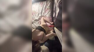 Femboy’s tight hole stuffed with big dildo then creampie ruined