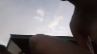 Risky outdoor solo guy destroys his tight ass with dildo while pumping cum