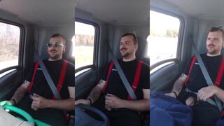 Trucker blows his load at work solo cumshot