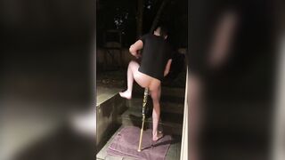 Fucking my ass with big dildos in front yard sports anal