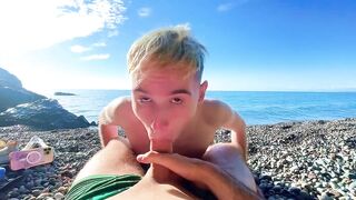 Young guys pounded raw on public beach cumshot orgy