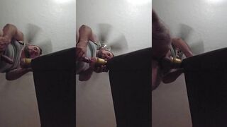 Watch me destroy this fleshlight from below and cum all over it