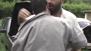 Old fat latino man destroyed in outdoor bareback cumshot