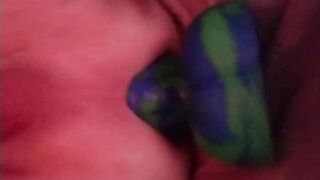 My Bad Dragon Dexter stretches solo until he gushes prostate cum