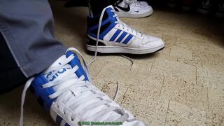 Adidas Dineties stuffed in AF1s while cumming in Strauss workpants