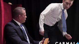 Master Tyler Saint SPANKS Colton Fox with wooden paddle