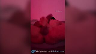 Rough moaning boy jacking off a massive cock till he gushes