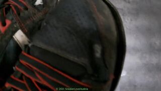 8 Cumshots on trashed gay DC sneakers blown apart by throbbing uncut cock