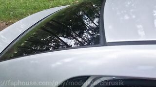 Extreme shock A puppy fucked on car hood watched by truckers raw bareback