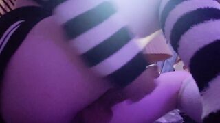 Cute femboy in skirt fists her big ass with a huge dick