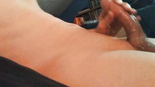 Femboy gushes cum fills his tight tummy begging for Daddy