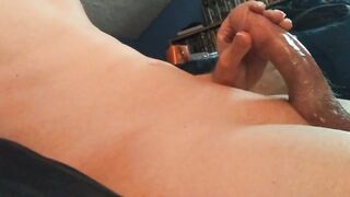 Femboy gushes cum fills his tight tummy begging for Daddy