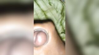 Sissy boy's loaded orgasm squirting cum under her skirt