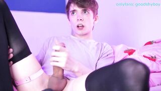 Thoughtless Boy Edges Until His Thigh High Socks Are Soaked