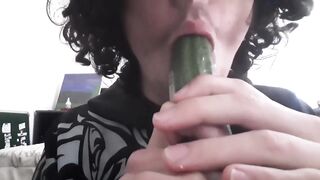 8 inch cucumber wrecked my tight femboy hole until I drowned in his gushy moans