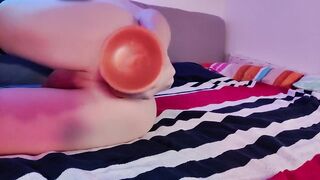 Twink destroyed by 18 inch dragon dildo deep anal solo moaning