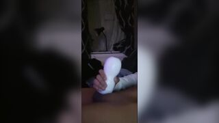 Femboy whimpers as he slams his fleshlight full of cum