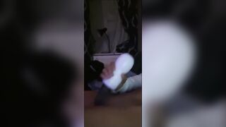 Femboy whimpers as he slams his fleshlight full of cum