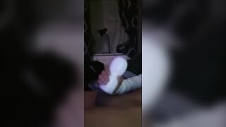 Femboy whimpers as he slams his fleshlight full of cum