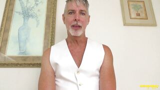 DILF Richard Lennox unzips his fat cock after clubbing wanks till his dildo screams