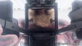 Muscular daddy bound and tickled till he gushed raw feet worship